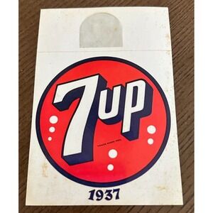 RARE HTF 7 Up Round Red 7 Bubbles Soda Vintage Bottle Label Sticker 1937 3.5 x 4